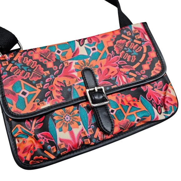 Fossil‎ Floral Canvas Crossbody Bag With Black Adjustable Strap & Buckle Closure - Picture 2 of 12
